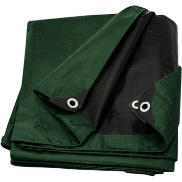 Tarp Cover 12X12 Green/Black 10 Mil Heavy Duty Thick Material, Waterproof, Great for Tarpaulin Canopy Tent, Boat, RV or Pool Cover!!!
