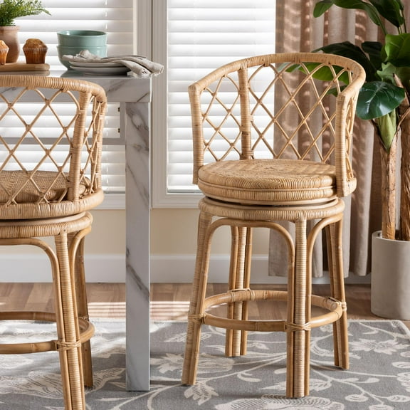 bali & pari Ayu Boho Counter Stool, Light Honey