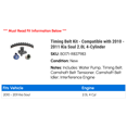 thumbnail image 2 of Timing Belt Kit - Compatible with 2010 - 2011 Kia Soul 2.0L 4-Cylinder, 2 of 2