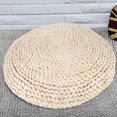 thumbnail image 2 of Coussin de Sol Rond Style Japonais Tatami Tissé à la Main Pouf de Sol pour Méditation Yoga, 2 of 8