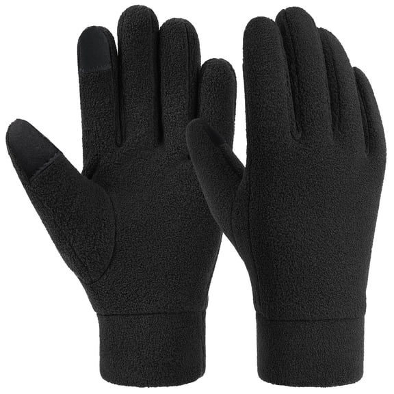 Men Women Thermal Glove Liners Double Layer Polar Touchscreen Compatible for Skiing Outdoor Sports Black