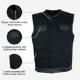 thumbnail image 3 of Dream Apparel Men’s Black Denim Motorcycle Vest with Leather Trims & Front Zipper, 3 of 9