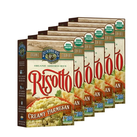 Lundberg Family Farms - Organic Arborio Rice Risotto Creamy Parmesan Convenient Side Dish 20 Minute Cook Time Pantry Staple Non-GMO Gluten-Free USDA Certified Organic (5.5 oz 6-Pack)