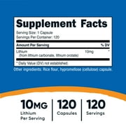 Nutricost Lithium Orotate (10mg) 120 Capsules - Vegan Lithium Supplement, GMO-Free, Gluten-Free