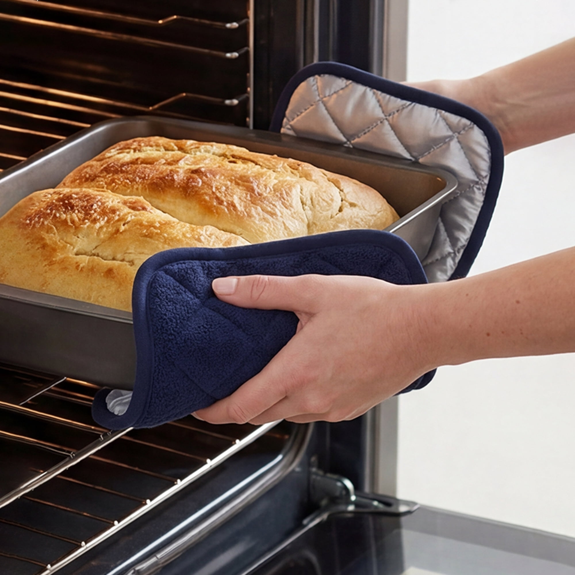 Unique Bargains Pot Holders Heat Resistant Non Slip Hot Pads for Cooking Navy Blue 6Pcs