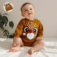 thumbnail image 2 of FYEGRE Festive Reindeer Long Sleeve Bodysuit Romper With Hat For Baby Girls Holiday Season Outfit Khaki 0-3 Months, 2 of 6