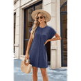 thumbnail image 7 of Womens Summer T Shirt Dress Casual Cap Sleeve Crewneck Loose Shift Mini Dresses Navy Blue S, 7 of 7