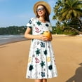 thumbnail image 4 of Goofa Turtles And Corals Pattern Women Summer Short Sleeve Midi Dress with Pockets Casual Aline Flowy Tshirt Dress Vocation Beach Sundress, 4 of 6