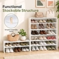 thumbnail image 4 of Costway 3 PCS Stackable Shoe Rack 31-Inch Horizontal Organizer 2-tier StorageShelf White, 4 of 9