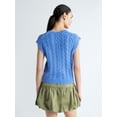 thumbnail image 3 of Free Assembly Women's Scalloped Cable Knit Cotton Vest, Sizes XS-XXL, 3 of 5