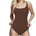 thumbnail image 3 of BiZtdJrK Sales of The Day Lightning, Womens One Piece Swimsuit Casual Sleeveless Ribbed Knit Tummy Control Swimwear Summer Beach High Cut Bathing Suits Brown XL, 3 of 4