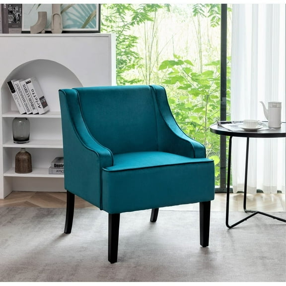 Uspridefurniture Correen 25" Wide Microfiber Accent Chair with Recessed Arms, Bluenish Green