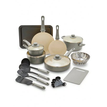 18-Piece Soft Grip Toxin-Free Healthy Ceramic Non-Stick Cookware Set