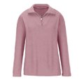 thumbnail image 4 of JGGSPWM Women's Cozy Long Sleeve Half-Zip Sweater Oversized V-Neck Collar Ribbed Knit Pullover Top for Relaxed Comfort Pink S, 4 of 6