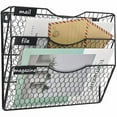thumbnail image 2 of EASEPRES Mail Organizer Wall Mount Hanging File Holder Storage, Metal Chicken Wire Magazine Rack 3 Tier, Black, 2 of 4