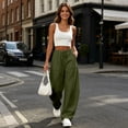 thumbnail image 4 of Ynynloco Women's Baggy Wide Leg Pants High Waisted Athletic Sweat Pants Fall Winter Baggy Workout Pant with 2 Pocket, 4 of 9