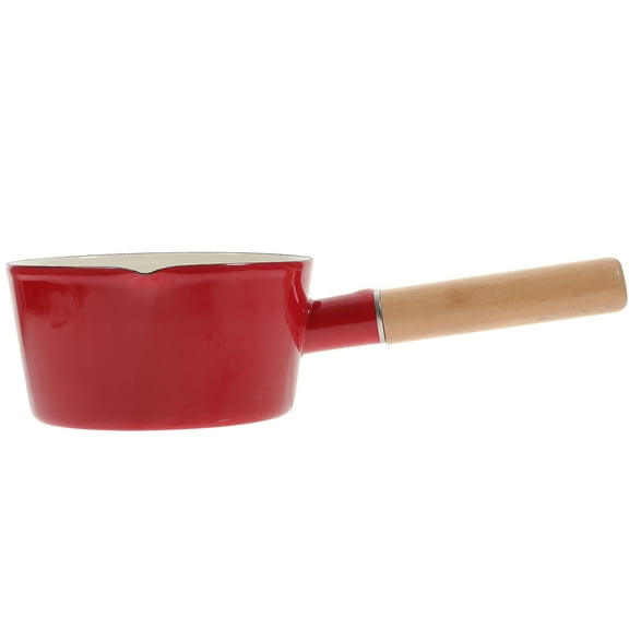 WEUVEB Kitchen Red Enamel Saucepan with Handle for Soup and Sauce Cooking