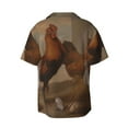thumbnail image 2 of Balery Oil Painting Chicken And Duck Men's Casual Button Down Shirt Short Sleeve Textured Summer Cuban Beach Shirts-XX-Large, 2 of 7