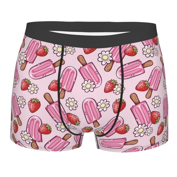 Naloa Strawberry Popsicle Print Mens Underwear - Boxers for Men, Classic Briefs for Men