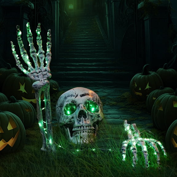Halloween Decorations Realistic Glowing Skeleton Stakes for Lawn Yard Garden Glow in the Dark Halloween Skeleton Outdoor Decoration