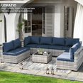 thumbnail image 6 of UDPATIO Patio Furniture Sets, Modular Rattan Outdoor Patio Sectional Furniture Sofa Set, Wicker Patio Conversation Set for Backyard, Deck w/Coffee Table,9PC Grey/Blue (Include Sofa Cover), 6 of 7