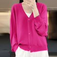 thumbnail image 2 of Cardigan Sweaters For Women Ice Linen Loose Thin Cardigan V Neck Long Sleeve Style Cotton And Linen Blended Cardigan Outerwear Jackets 1Pc Pink Xl Sweaters For Women, 2 of 9