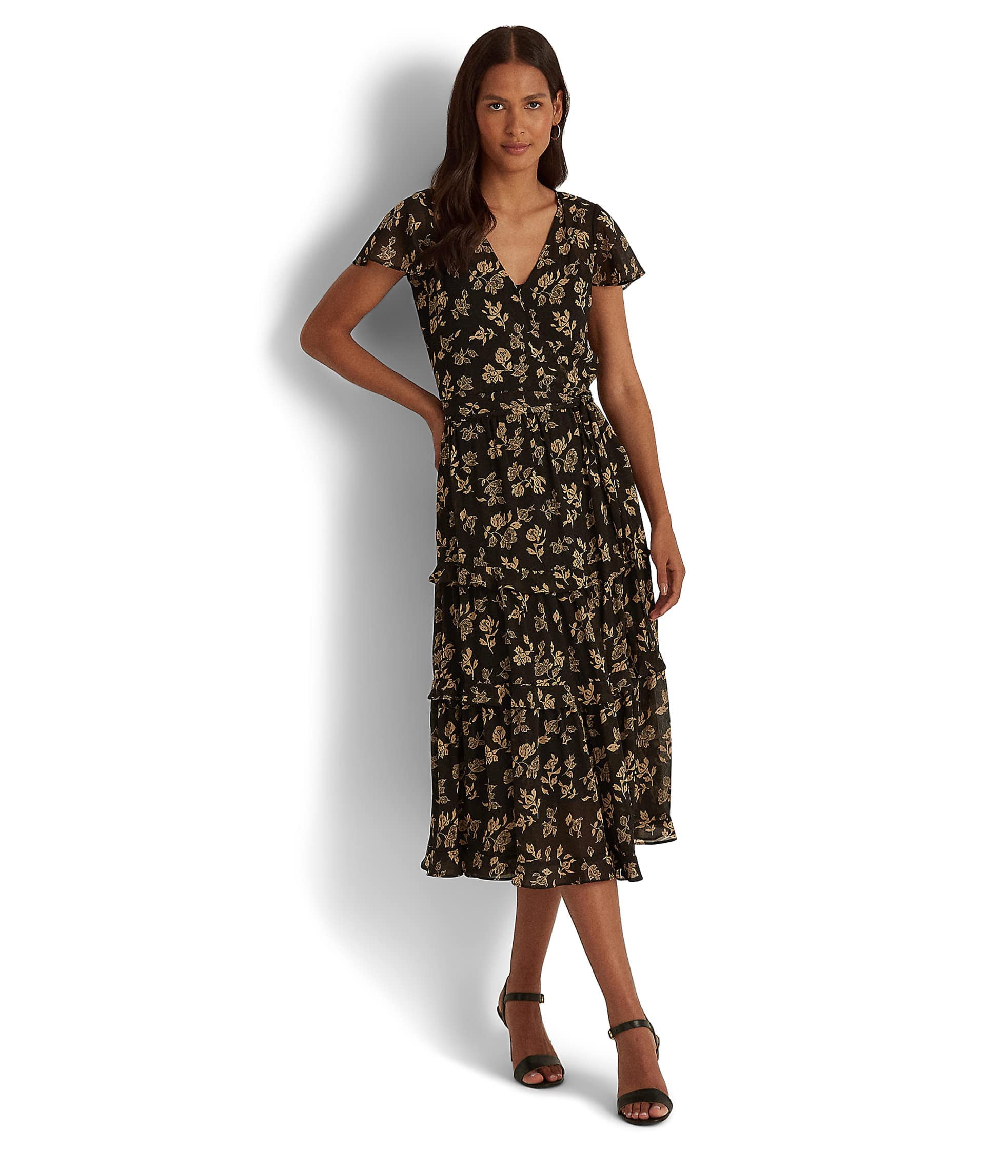 lauren ralph lauren women's floral stretch jersey surplice dress Floral Stretch Jersey Surplice Dress
