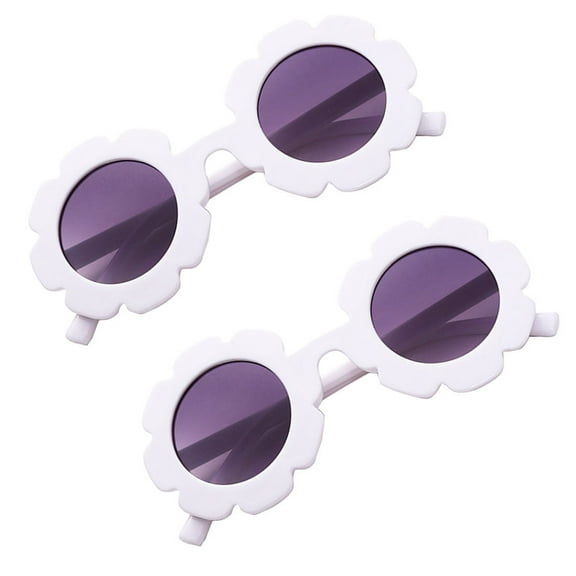 LULULION 2Pcs Anti Uv White Resin Sunglasses Fashion Sunflower Accessory