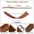thumbnail image 7 of 21mm Brown Ostrich Leather Watch Band Men Quick Release Replacement Strap Extra Soft Handmade Wristband Stainless Steel Buckle, Fathers Day Gift for Dad Son Husband, 7 of 7