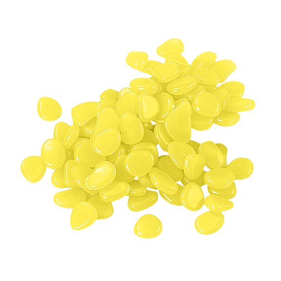 Glow in The Dark Pebbles, Luminous Resin Stones for Aquarium Garden Pathway, Fluorescent Night Glow Rocks for Outdoor Landscape Diy Craft (100Pcs) Yellow