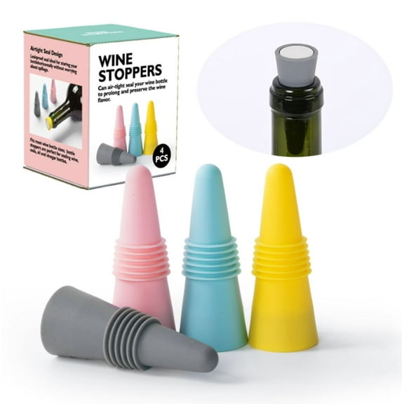 4-Pack Reusable Silicone Bottle Stoppers – Premium Beverage Sealers for Wine, Liquor & More TIKA