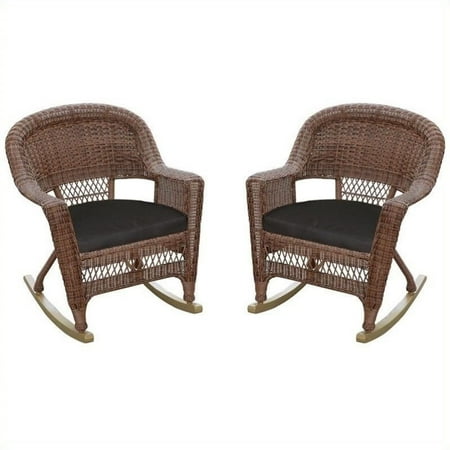 Jeco Wicker Rocker Chair in Honey (Set of 2)