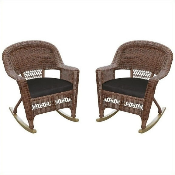 Jeco Wicker Rocker Chair in Honey (Set of 2)