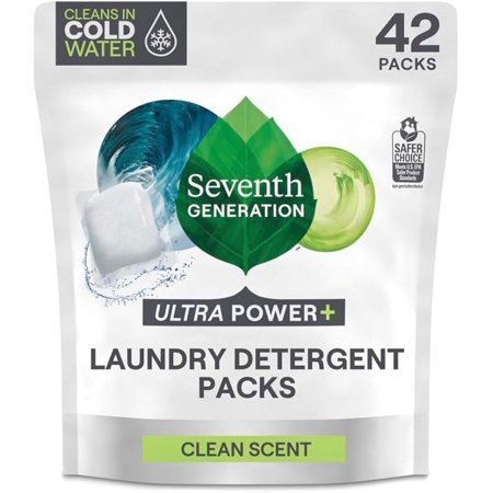 Seventh Generation Ultra Power Plus Laundry Detergent Packs Fresh Citrus Laundry Soap EPA Safer Choice Certified 42 count