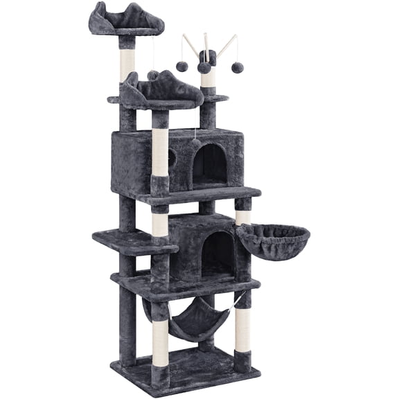 Renwick 67'' H Multi-Level Cat Tree Cat Tower with Condos, Dark Gray