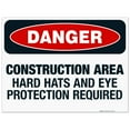 thumbnail image 1 of Construction Area Hard Hats And Eye Protection Required Sign, OSHA Danger Sign, 18x24 Corrugated Plastic, 1 of 1