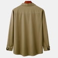thumbnail image 4 of HAPIMO Loose Shirts Cardigan for Men Fashion Casual Long Sleeve Work Outwear Solid Color Comfy Daily Button Lapel Pocket Fall Winter Holiday Army Green XXL, 4 of 4