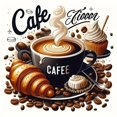 thumbnail image 1 of Colorful Coffee and Pastry Roses Canvas Rhinestone 5D DIY Diamond Embroidery Kits Art, 35*35 cm, frame not included., 1 of 4