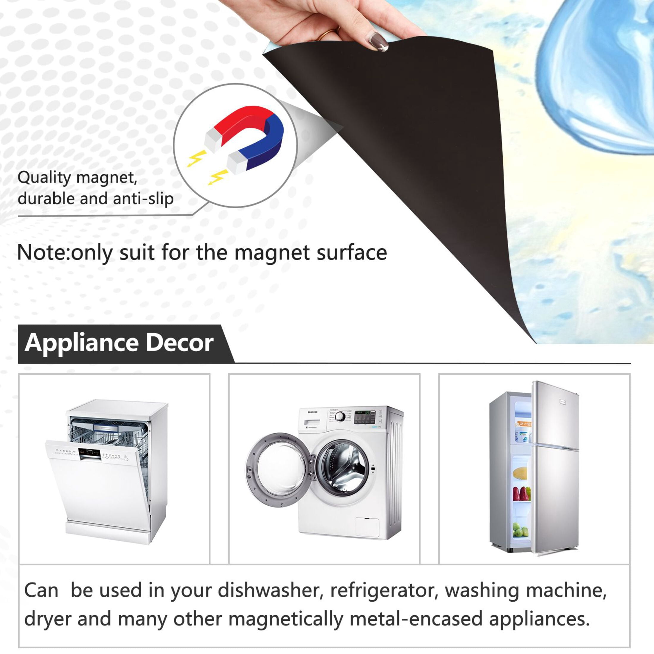 Dishwasher Magnetic Sticker 23x26 Inch Refrigerator Magnetic Sticker Washing Machine Magnetic Sticker Kitchen Panel Magnetic Sticker Home Decor Blue Beautiful Dolphin