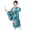 Blue, variant on 1 Set Japanese Kimono Vibrant Cherry Blossom Print Easy to Wear Cosplay School Performances Kimono for Girls