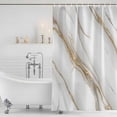 thumbnail image 3 of White Golden Marble Shower Curtain, Waterproof Shower Curtains for Bathroom, Modern Abstract Art Marble Crack Washable Fabric Bathtub Curtain Set Bath Decor with 12 Hooks Long 72"x84", 3 of 8