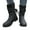 Black, variant on Vintage Mid Calf Boots for Women Wide Calf Knitted Ruched Cuff Snow Booties Low Heel Motocycle Boots
