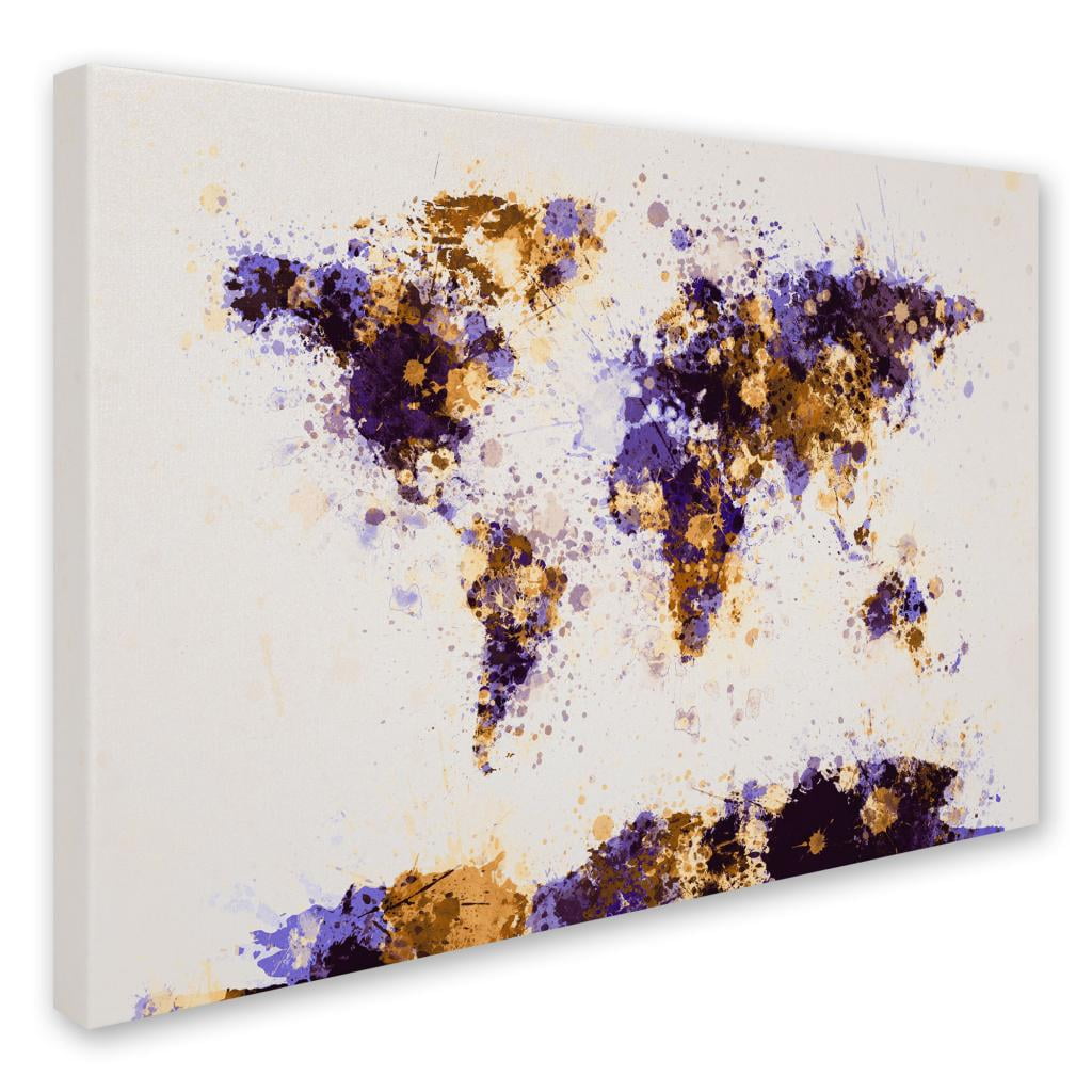 Trademark Art 'Paint Splashes World Map 4' Canvas Art by Michael Tompsett