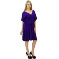 thumbnail image 6 of Bimba Women Short Rayon Kaftan Kimono Sleeve Smocket Waist Summer Beach Coverup, 6 of 9