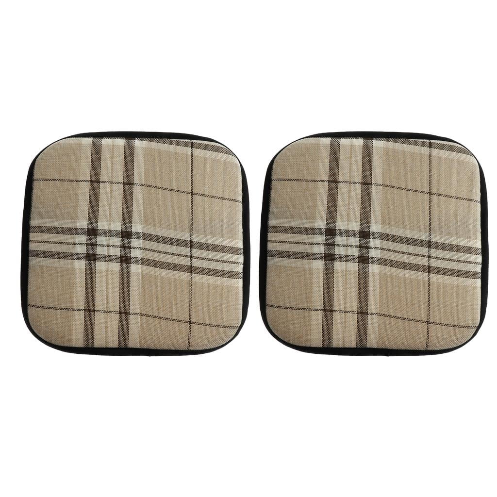 2xCotton Linen Kitchen Chair Pad Non- Chair Cushion with Tie Square 30cm