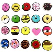 ITOUCHYOU 20PCS Sweet Doughnut Food Shoe Charms for Croc Clog Pins Buckle Accessories ,Pvc