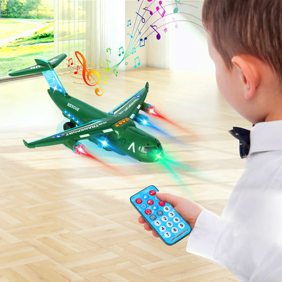 SHANNA Airplane Toy with Infrared Remote Control Plane Toys Helicopter with LED Lights and Music, Kids Toy Gift for 3,4,5,6 Years Old and Up (Green)