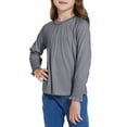 thumbnail image 6 of Kids Shirts Girls Tops Pleated Trim Long Sleeve Top Casual Crew Neck Pullover Tees Solid Color Blouse Shirt, 6 of 9
