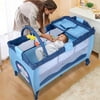 New Blue Baby Crib Playpen Playard Pack Travel Infant Bassinet Bed Foldable