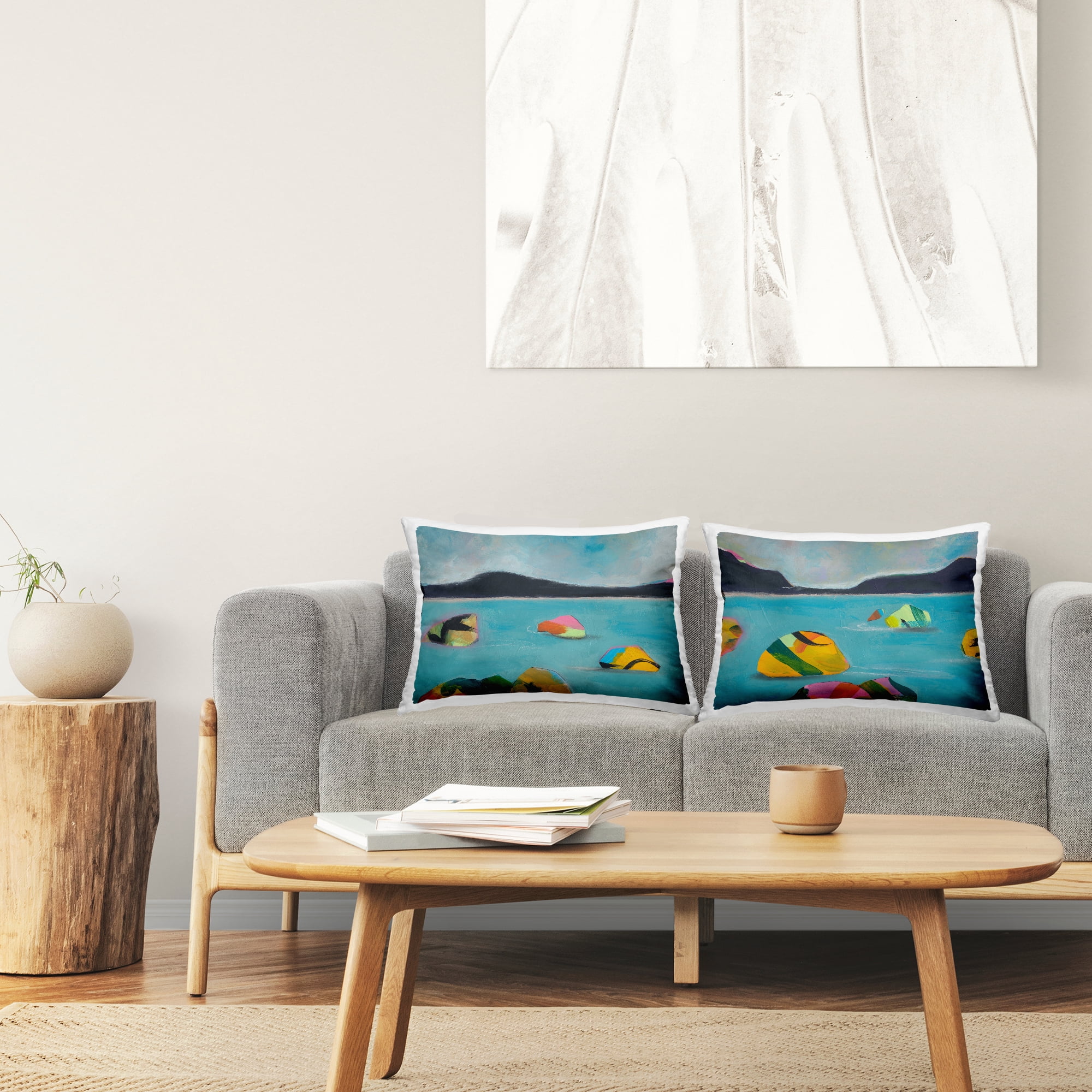 Stupell Industries Modern Hued Ocean Views Decorative Printed Throw Pillow Design by Jan Weiss.